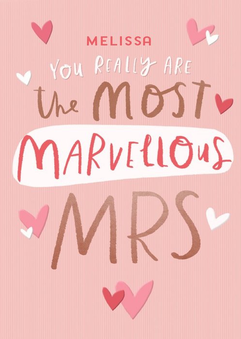 Editable Typographic Most Marvellous Mrs Anniversary Card