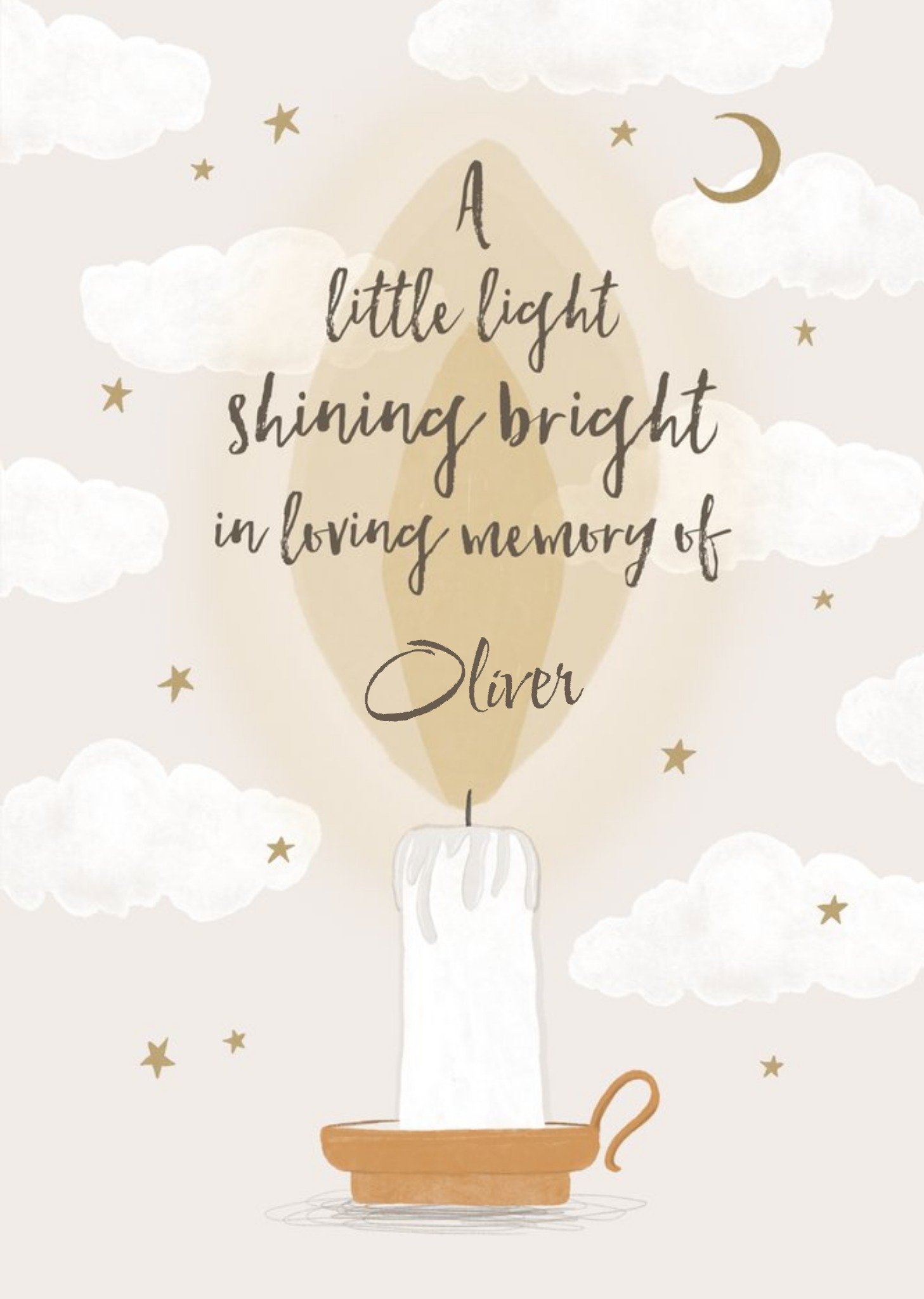 Moonpig Candle Illustration Child Loss Card