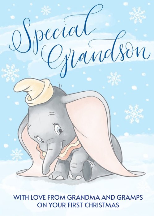 Disney Dumbo Grandson'S First Christmas Personalised Card