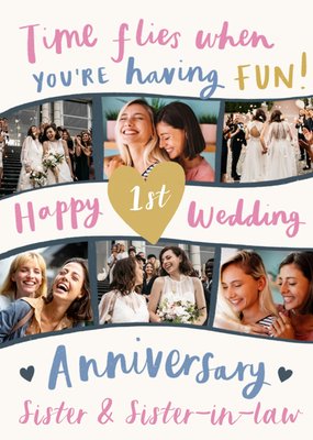 Time Flies When You're Having Fun Photo Upload 1st Anniversary Card