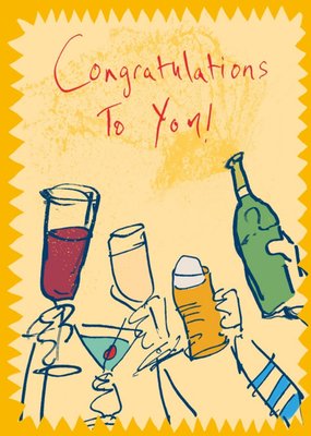 Poet And Painter Drinks Illustration Australia Congratulations Card