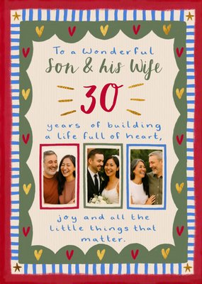 30 Years Of Building A Life Son & His Wife Photo Upload Anniversary Card