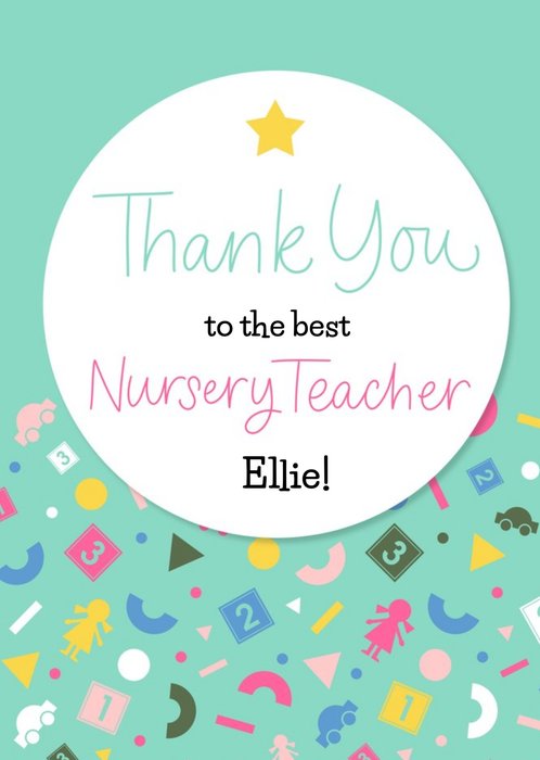 Typographic To The Best Nursery Teacher Thank You Card