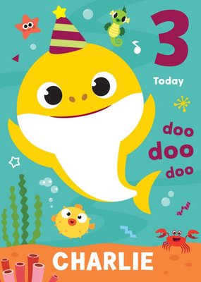 Baby Shark song kids 3 today Birthday card