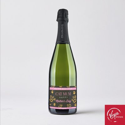 Virgin Wines Personalised 'Cat Mum' Champagne Mother's Day 75cl