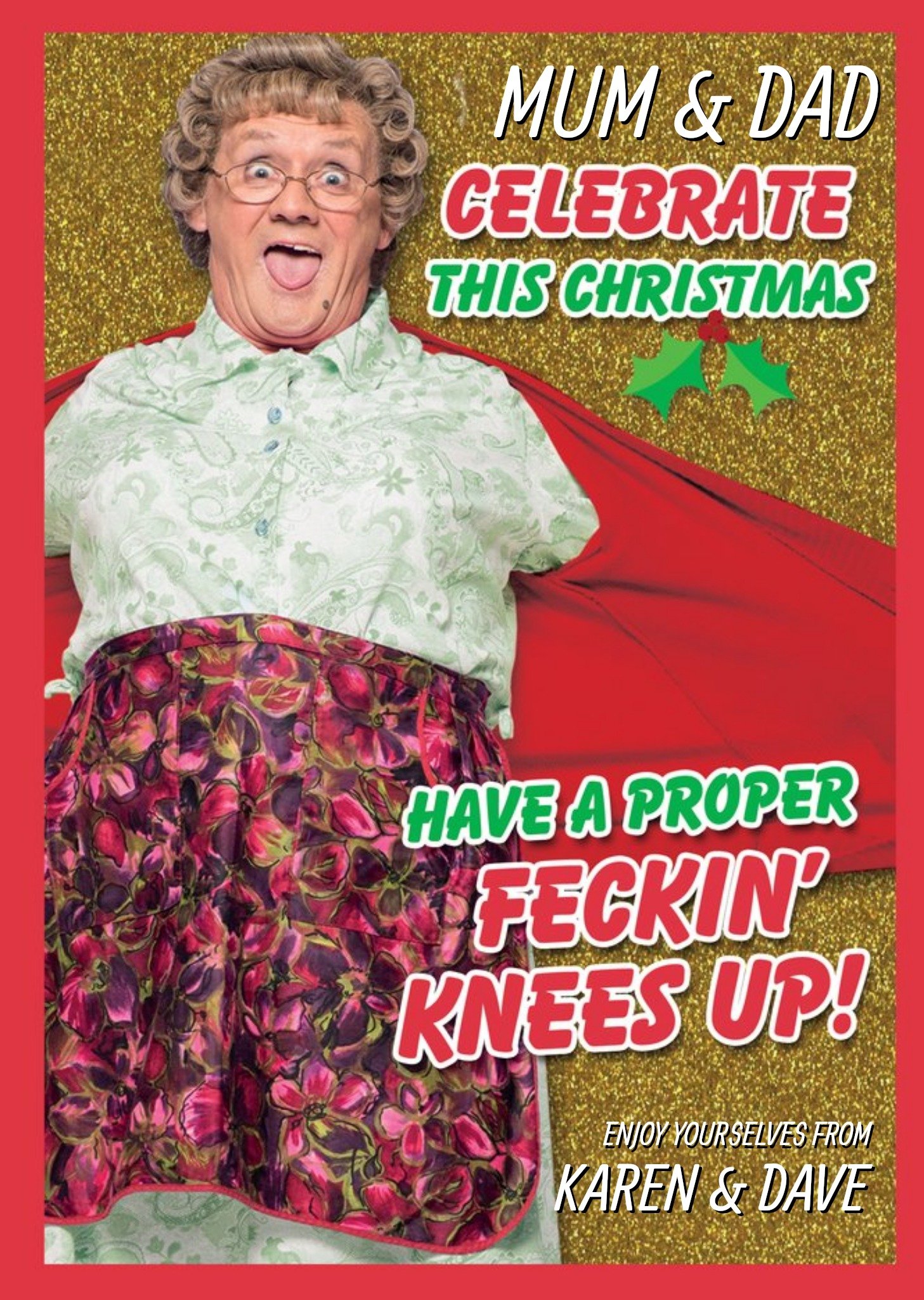 Moonpig Funny Mrs Brown's Boys Knees Up Christmas Card