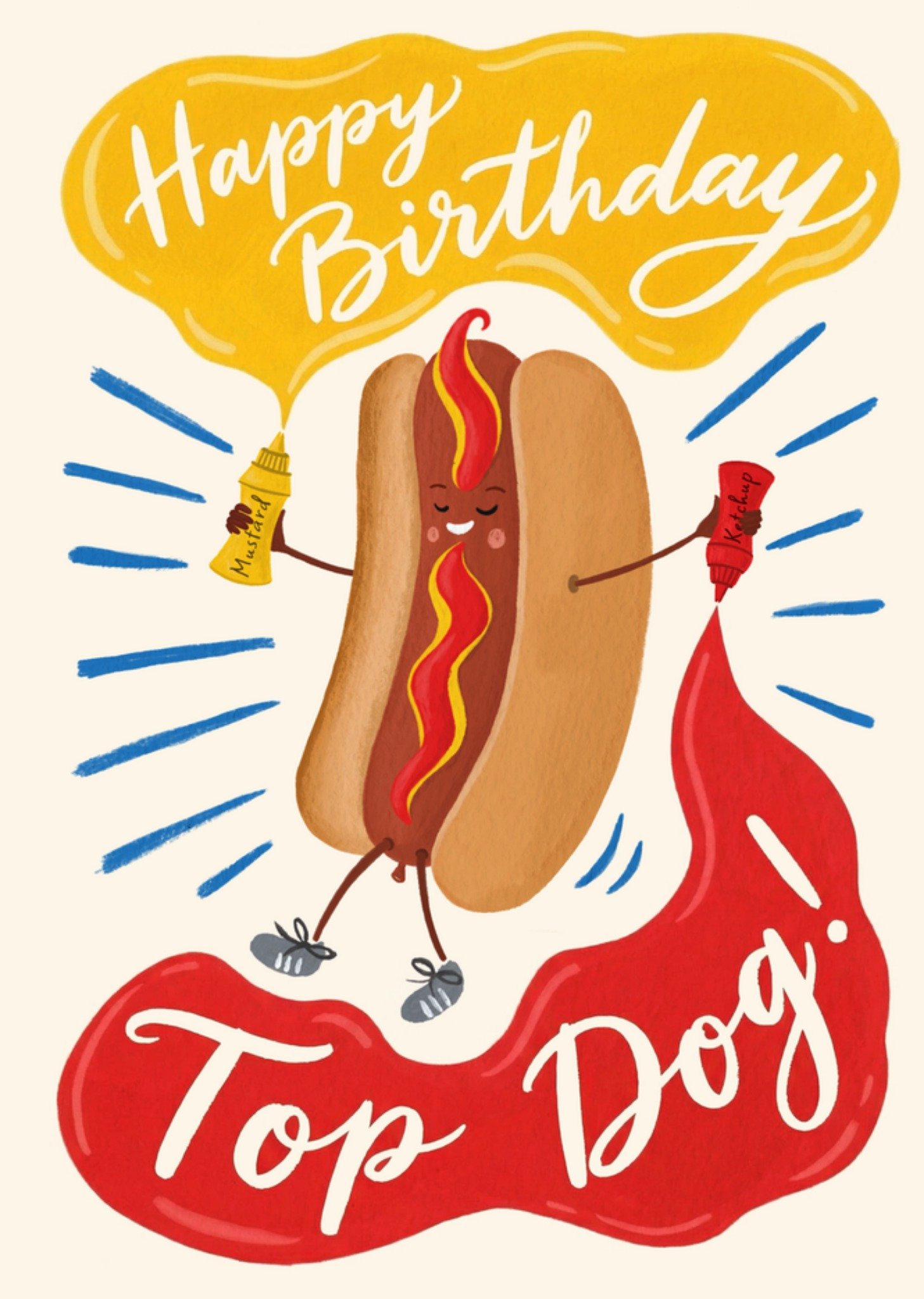 Moonpig Top Dog Fun Illustrated Hot Dog Birthday Card