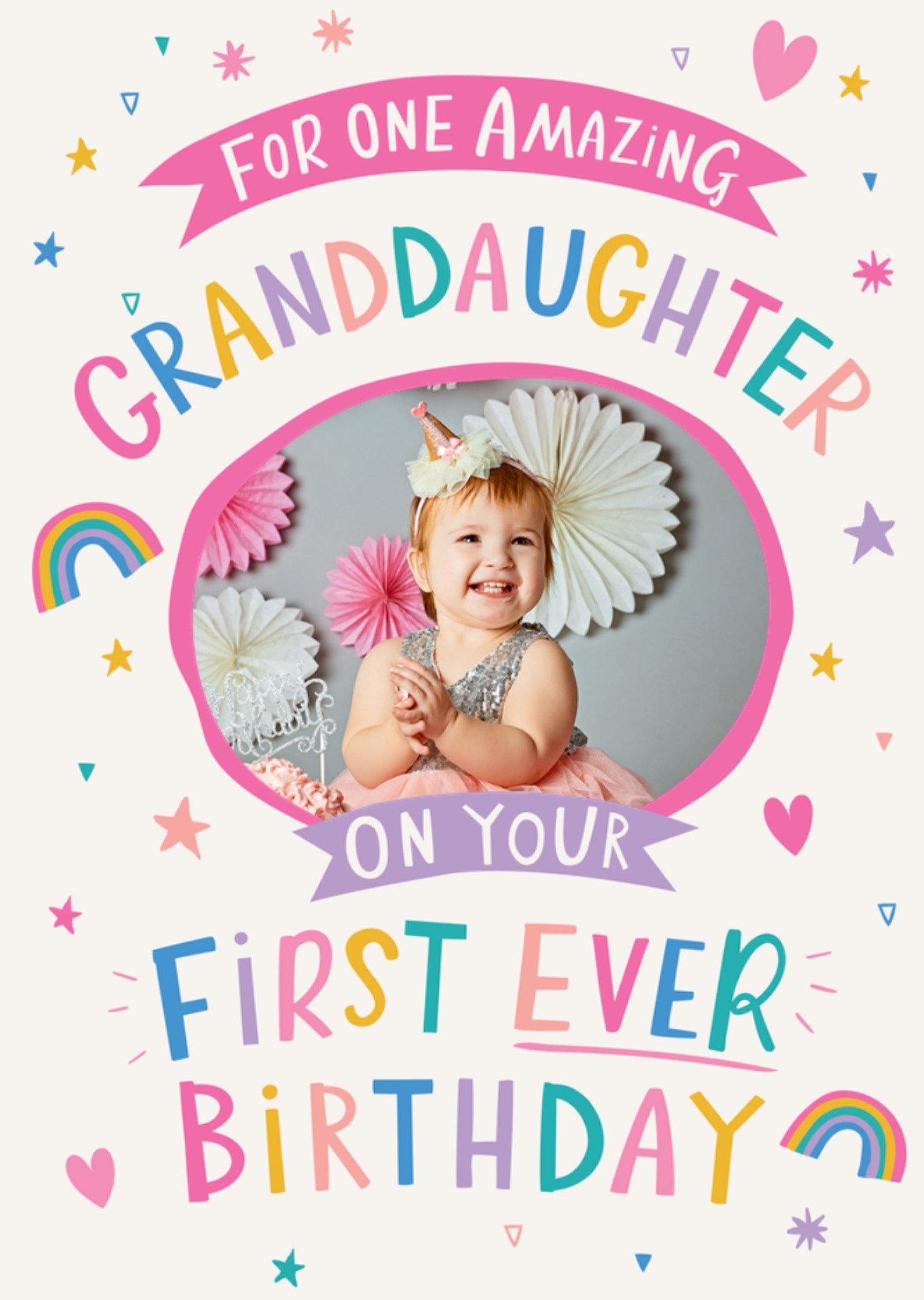 Dotty Black Amazing Granddaughter Photo Upload 1st Ever Birthday Card