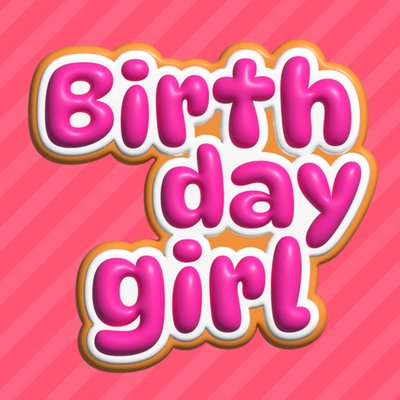 Birth Day Girl Pink Typography Birthday Card