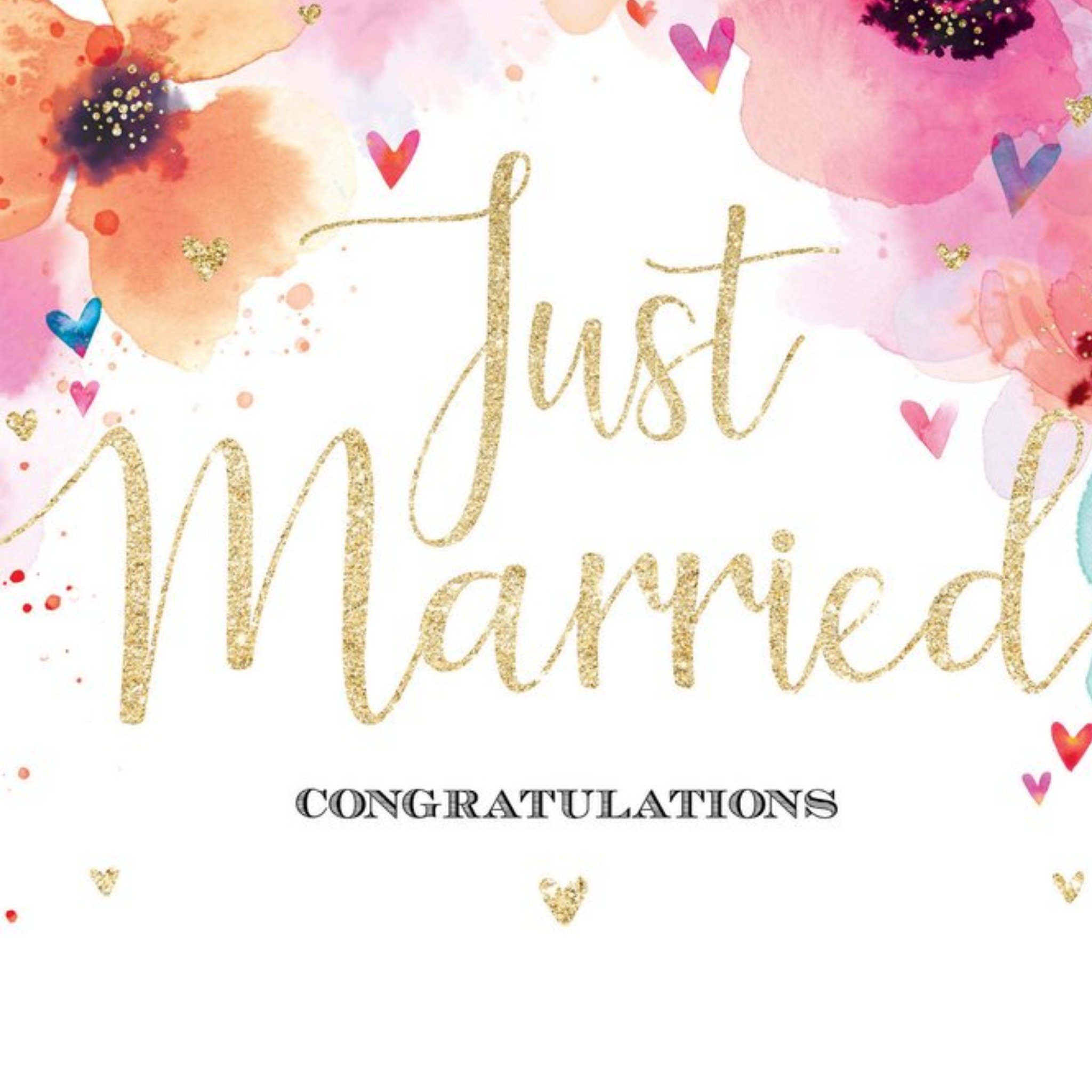 Moonpig Just Married Watercolour Floral Card