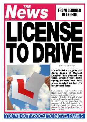 Personalised Driving Test Card