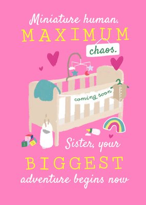 Miniature Human Maximum Chaos Sister Pregnancy Card