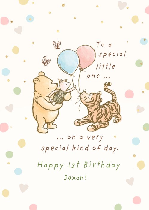 Disney Winnie The Pooh And Friends Illustrated 1st Birthday Card