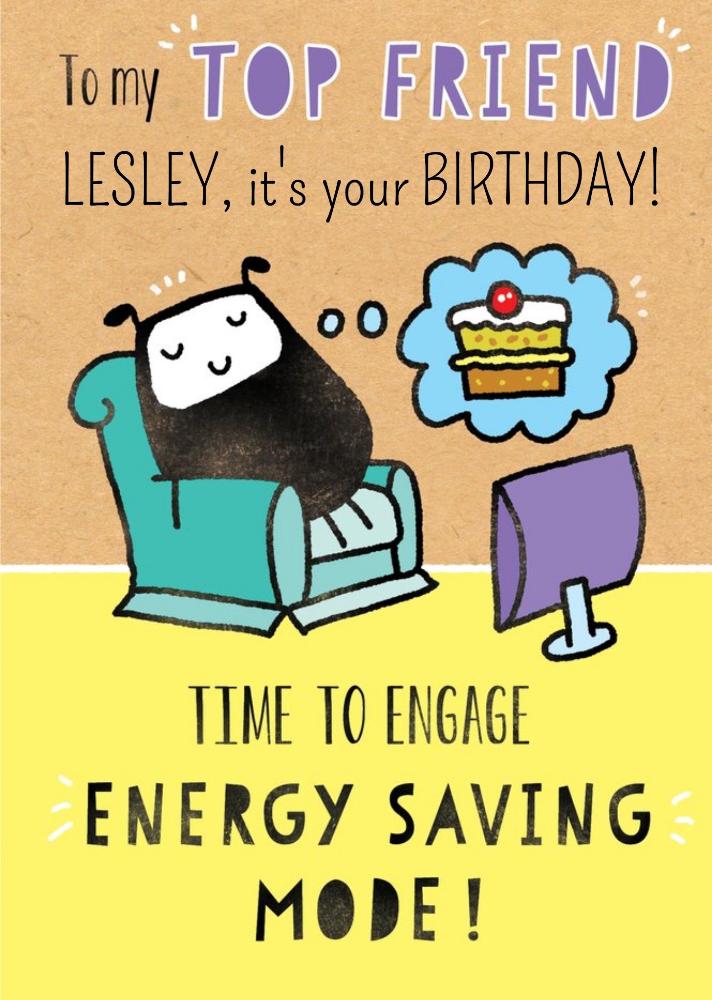 Moonpig Deeply Sheeply Energy Saving Mode Top Friend Birthday Card