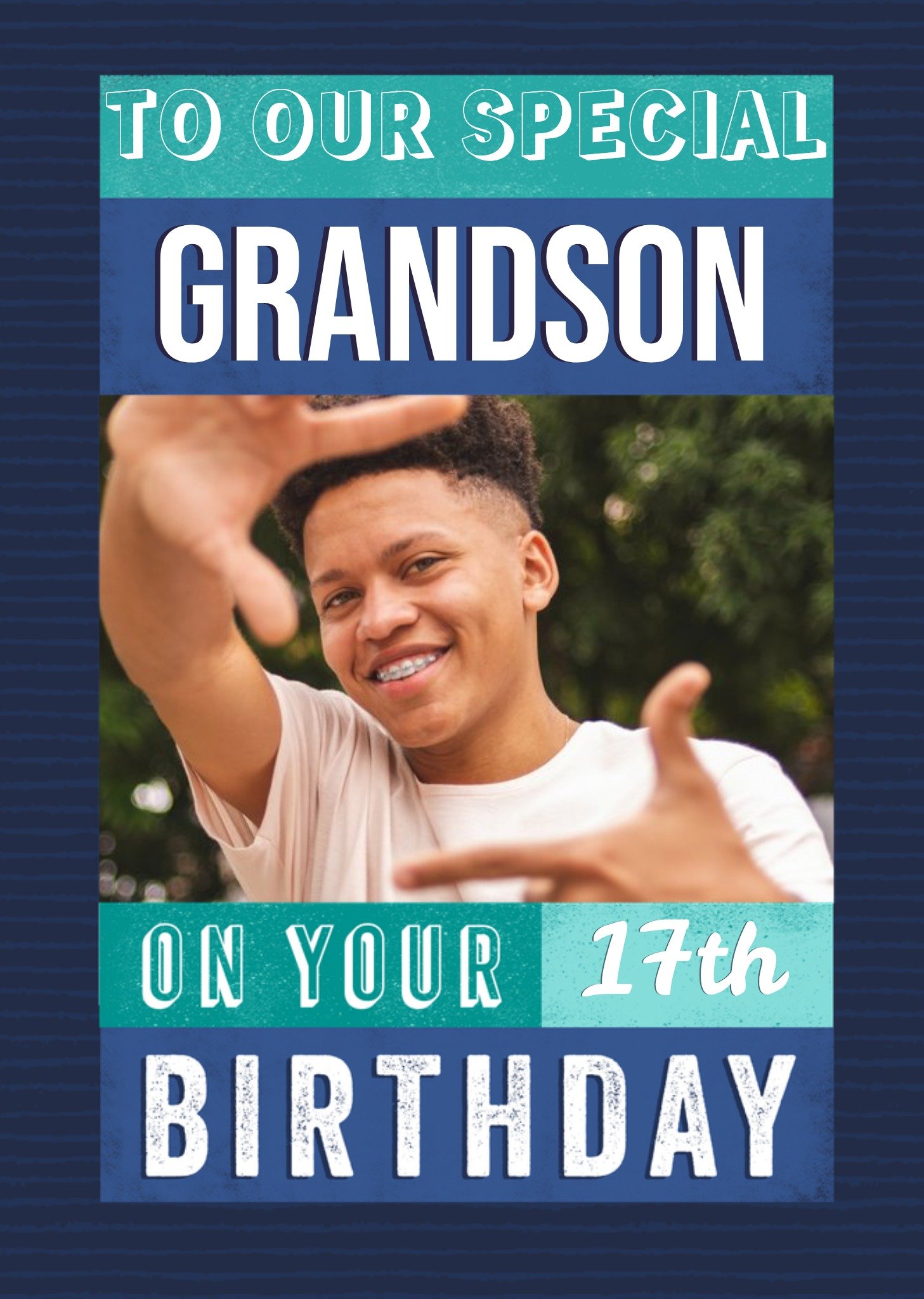 Moonpig Typographic To Our Special Grandson Photo Upload Birthday Card