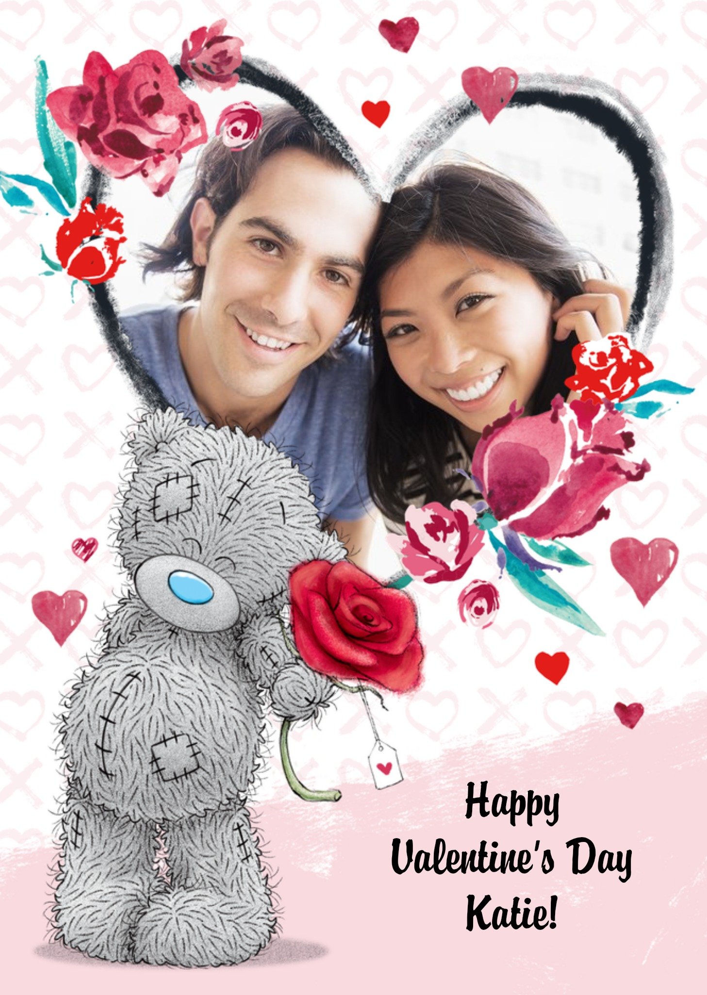 Me To You Carte Blanche Valentines Day Heart Photo Upload Card, Large