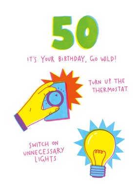 Go Wild Turn Up The Thermostat Funny 50th Birthday Card