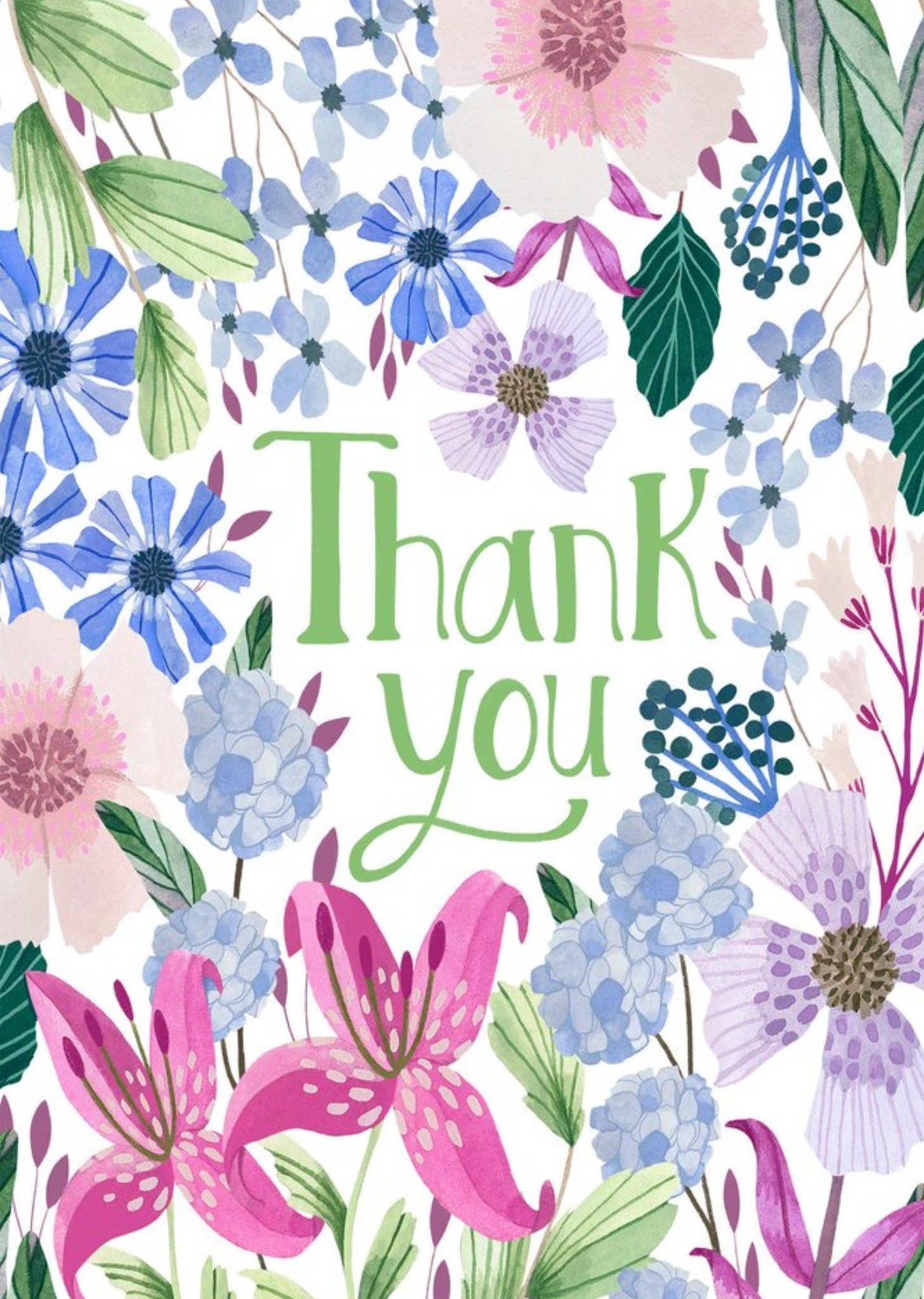 Moonpig Floral Flowers Colourful Thank You Card
