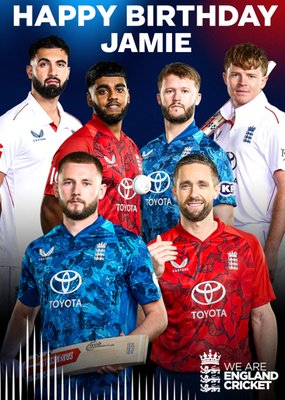 England Cricket Happy Birthday Team Card