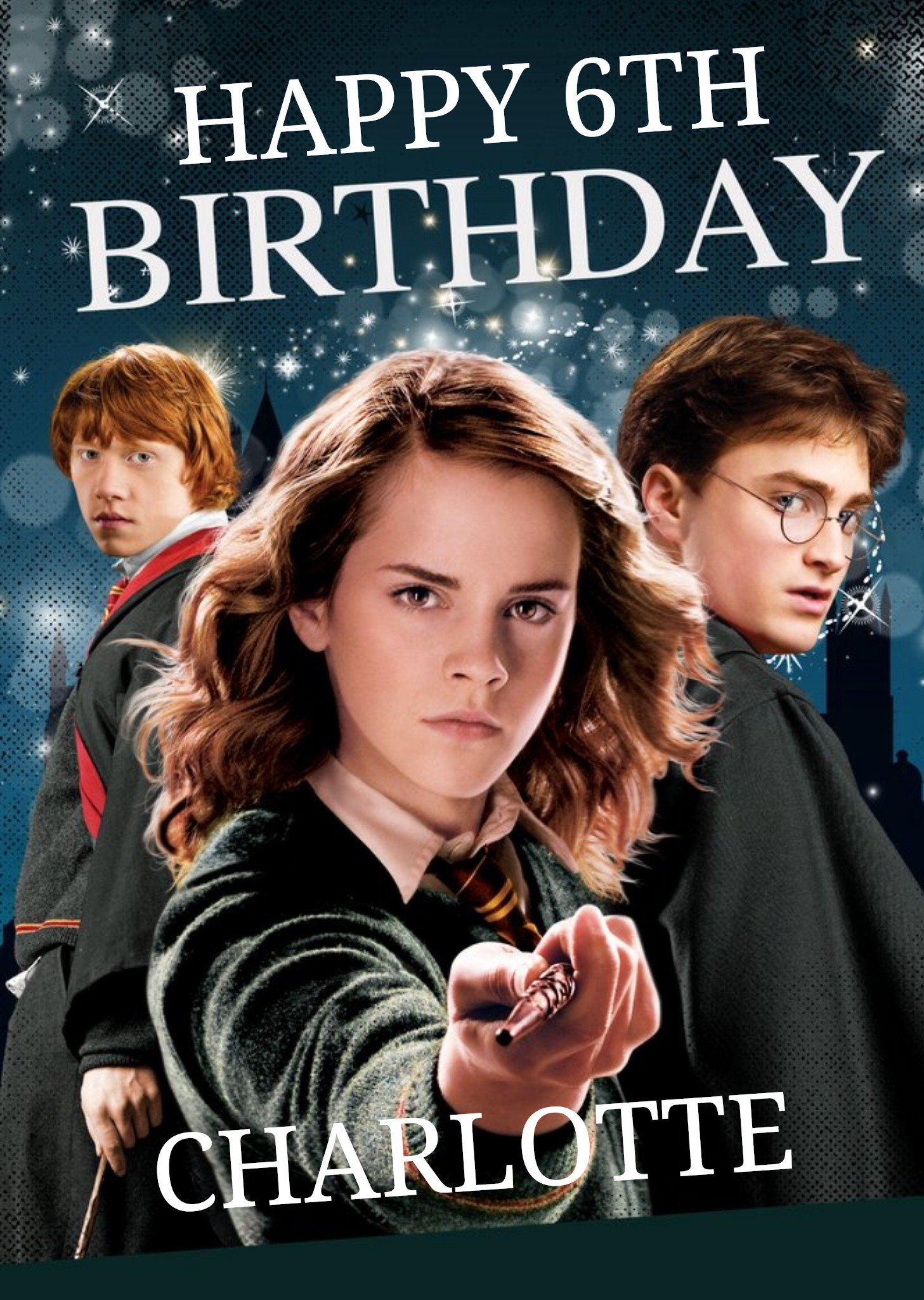 Harry Potter Ron Weasley Hermione Granger Card - Magical 6th Birthday Card