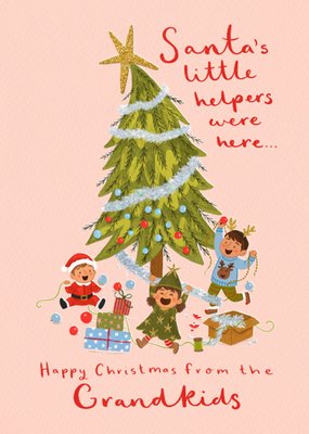 Santa's Little Helpers Happy Christmas From The Grandkids Card
