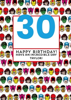 Marvel Superheroes Incredible 30th Birthday Card