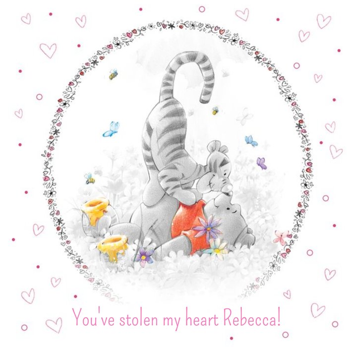 Disney Winnie The Pooh Stolen My Heart Personalised Card