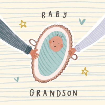 Cute Illustrated Baby Grandson New Baby Card