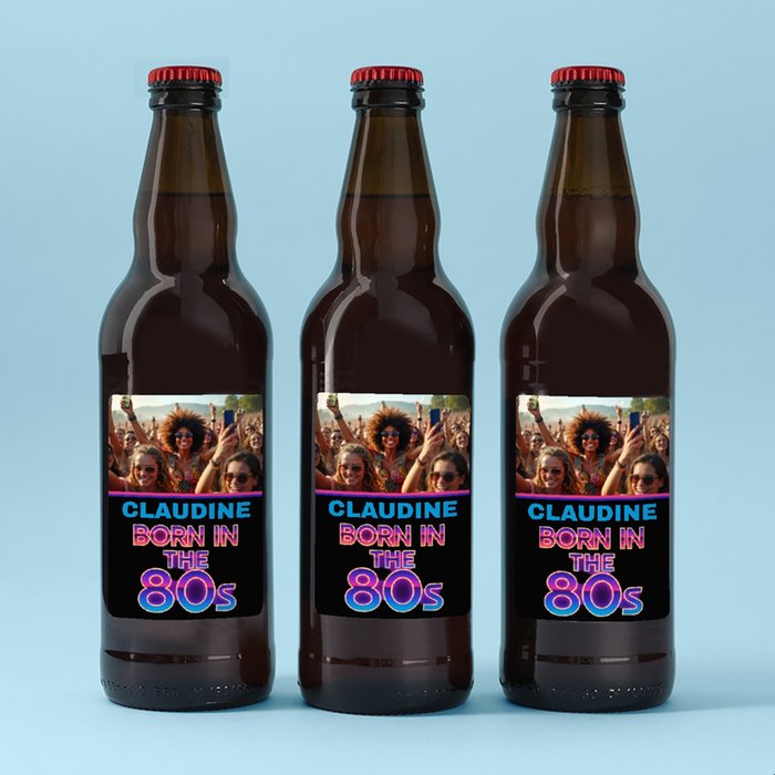 Personalised Photo Born In The 80's Lager Trio 3x500ml