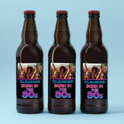 Personalised Photo Born In The 80's Lager Trio 3x500ml