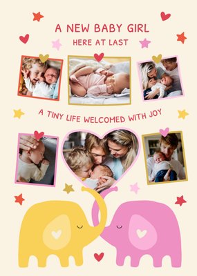 A New Baby Girl Here At Last Photo Upload Card