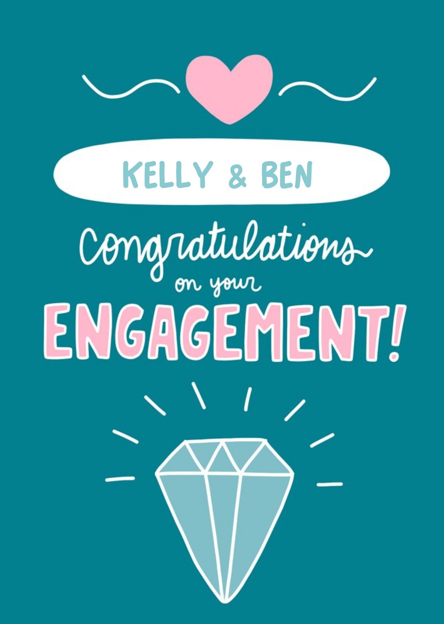 Moonpig Angela Chick Illustrated Cute Congrats Engagement Card