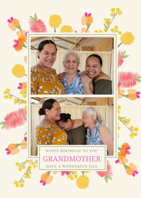 Floral Illustration Photo Upload Grandmother Card