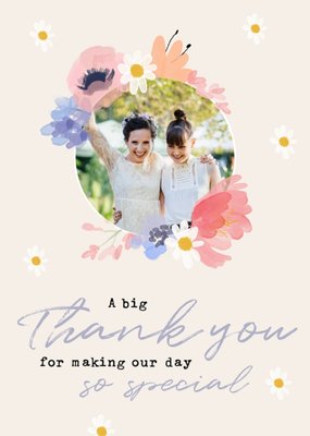 Water Colour Flower Illustration Photo Upload Wedding Thank You