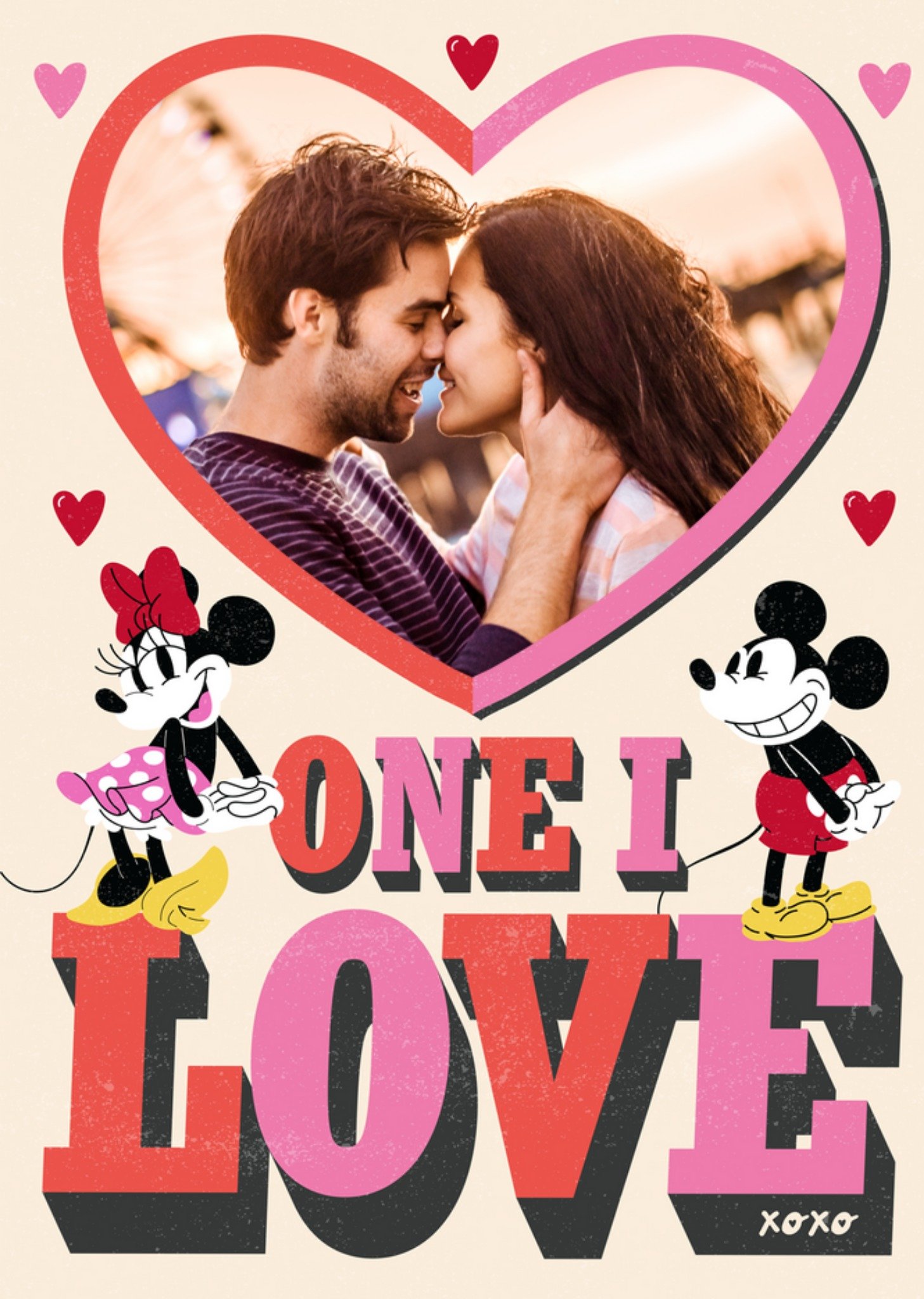Mickey Mouse Retro Disney Mickey And Minnie Mouse One I Love Photo Upload Card Ecard