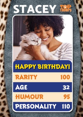 Top Trumps Leopard Print Photo Upload Birthday Card