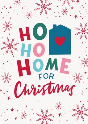Illustrated Typographic Ho Ho Home For Christmas Card