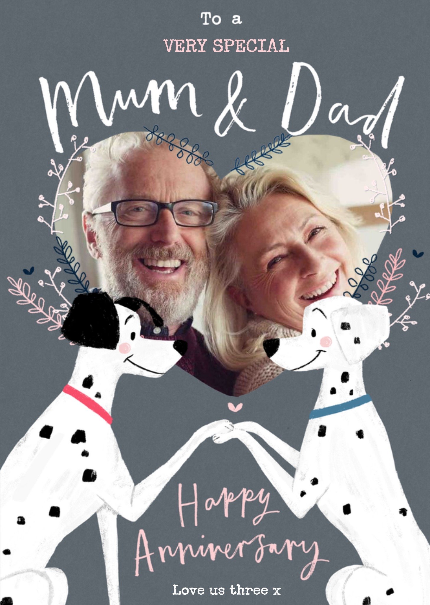 Disney 101 Dalmatians Photo Upload Anniversary Card For Mum And Dad