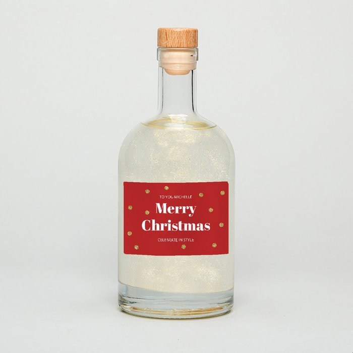 Personalised Merry Christmas Glitter Gin 50cl
