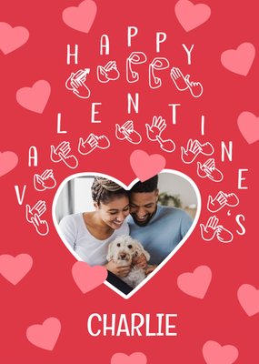 Typography With Sign Language Symbols Photo Upload Valentine's Day Card