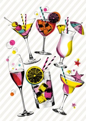 Modern Various Birthday Cocktails And Drinks Card