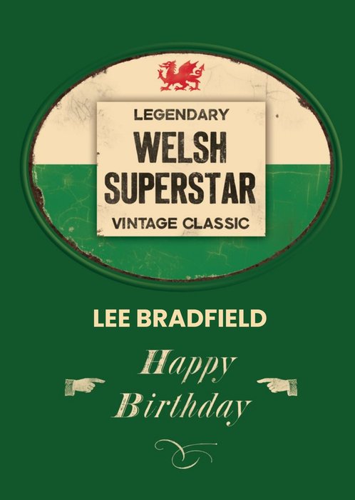 Welsh Superstar Personalised Name Card