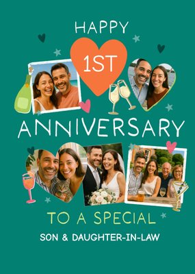 Special Son & Daughter-In-Law Photo Upload 1st Anniversary Card
