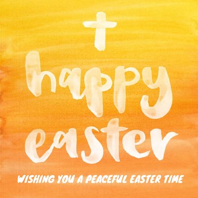 Washed Yellow With Cross Personalised Happy Easter Card