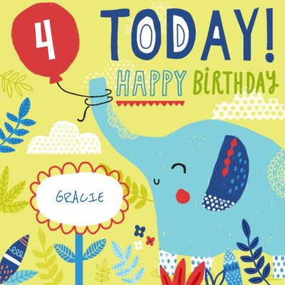 Baby Elephant Happy Birthday Kids Card