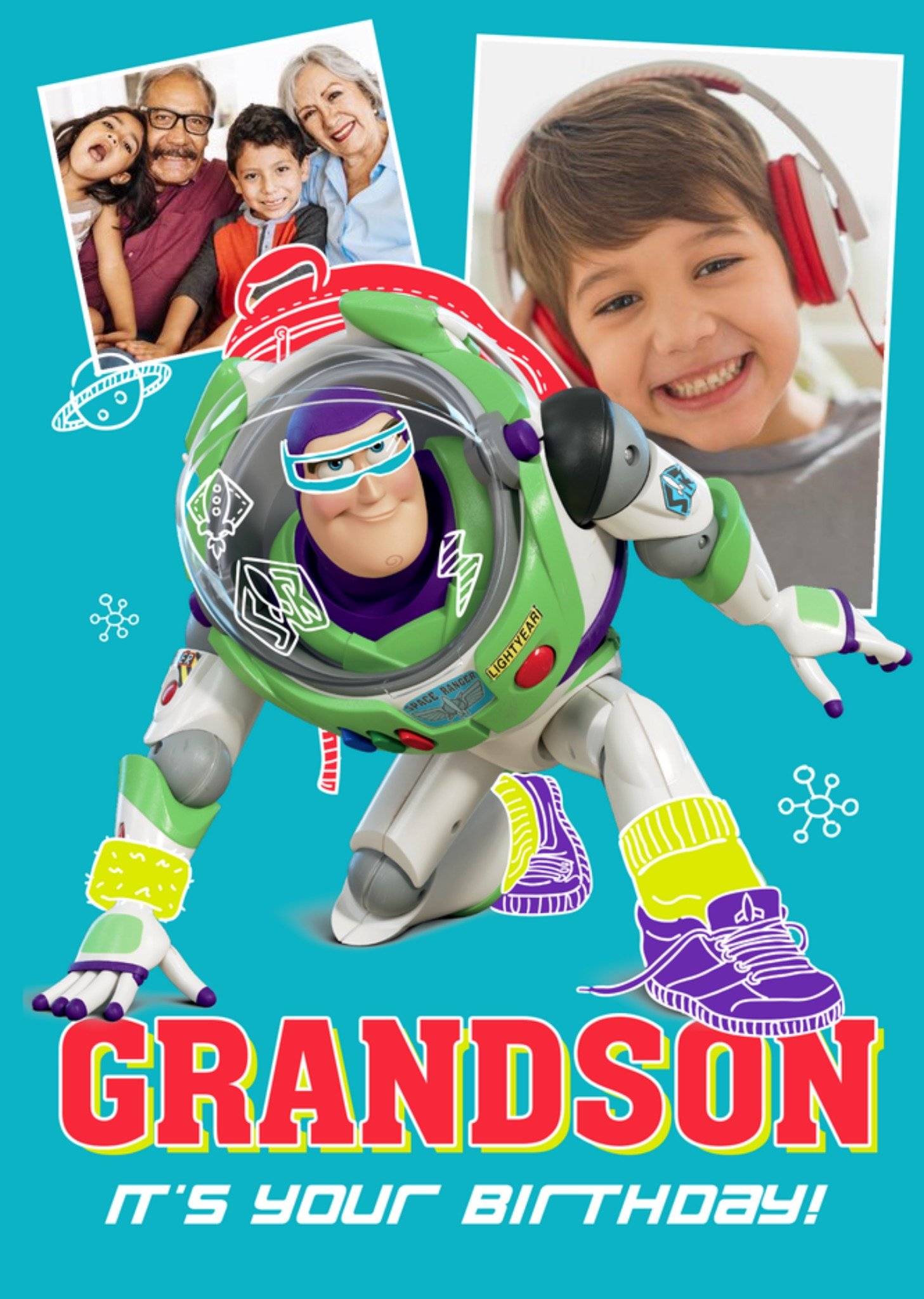 Toy Story Buzz Lightyear Grandson It's Your Birthday Photo Upload Card, Large