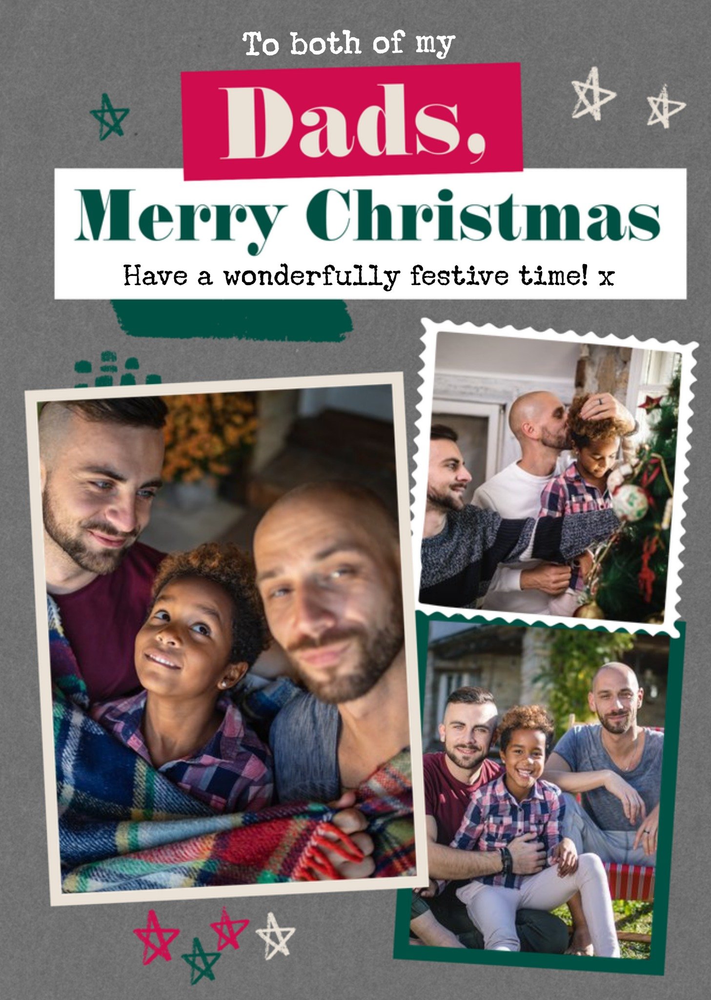 Moonpig Modern Photo Upload Collage Christmas Card For Both Of My Dads