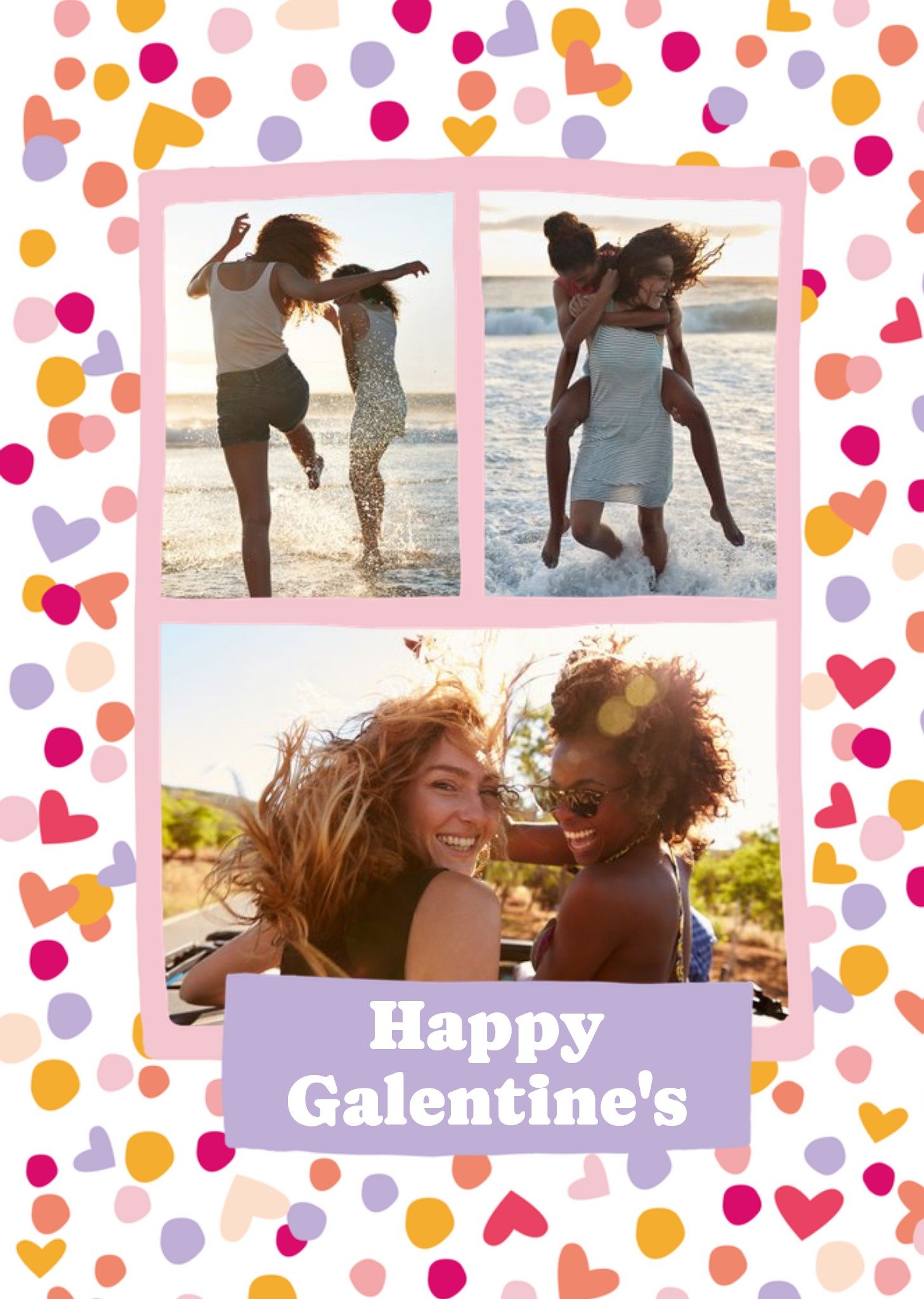 Moonpig Photo Frames Surrounded By Colourful Confetti Personalised Photo Upload Galentines Card