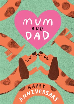 Mum & Dad Dachshund Illustrated Happy Anniversary Card