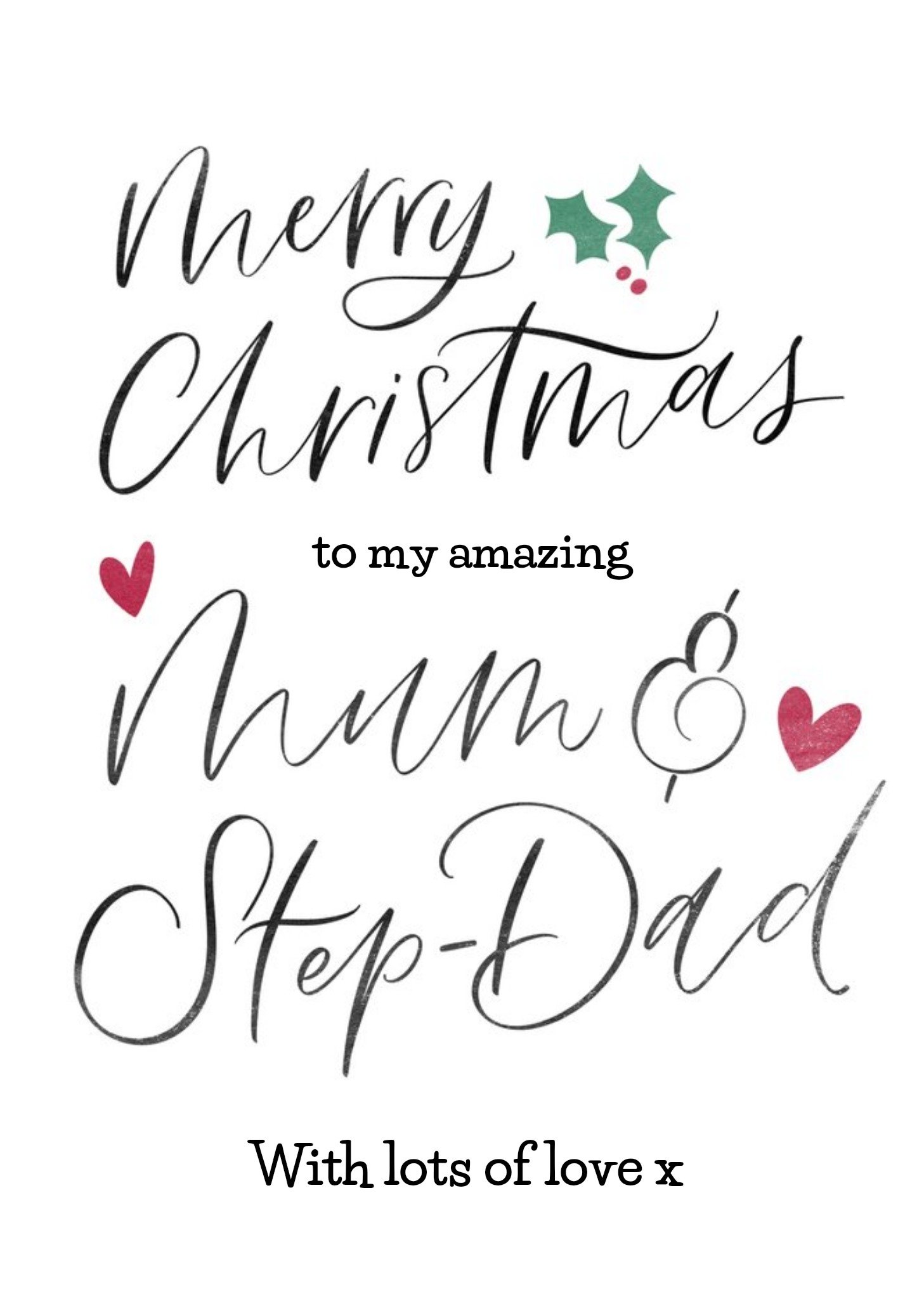Moonpig Modern Typographic Mum And Stepdad Christmas Card